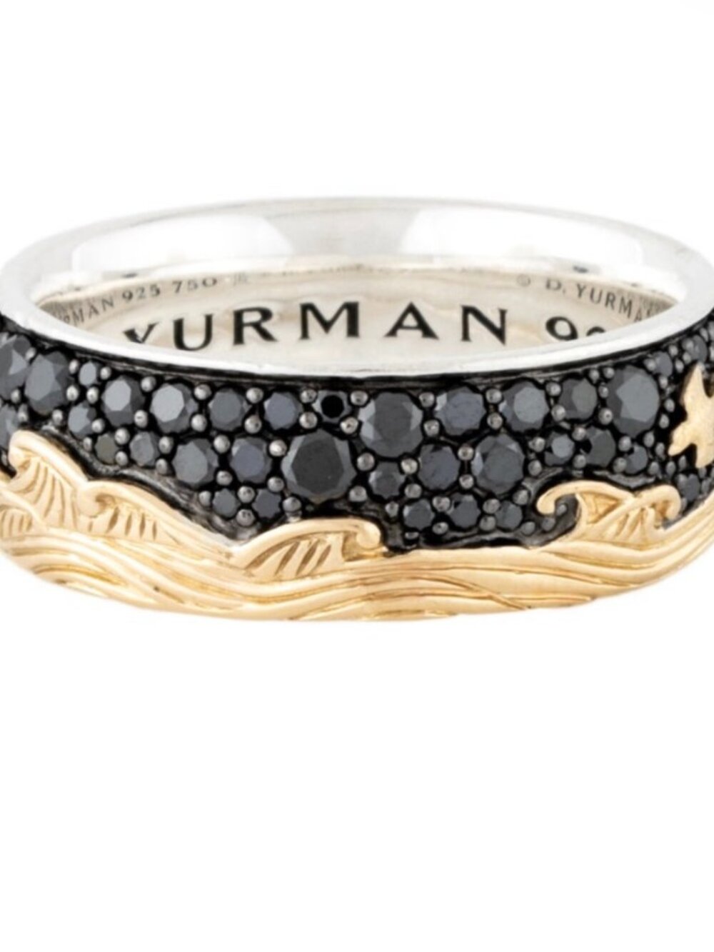 DAVID YURMAN DIAMOND 2.13CTW STERLING SILVER & 18K 750 WAVES BAND RING